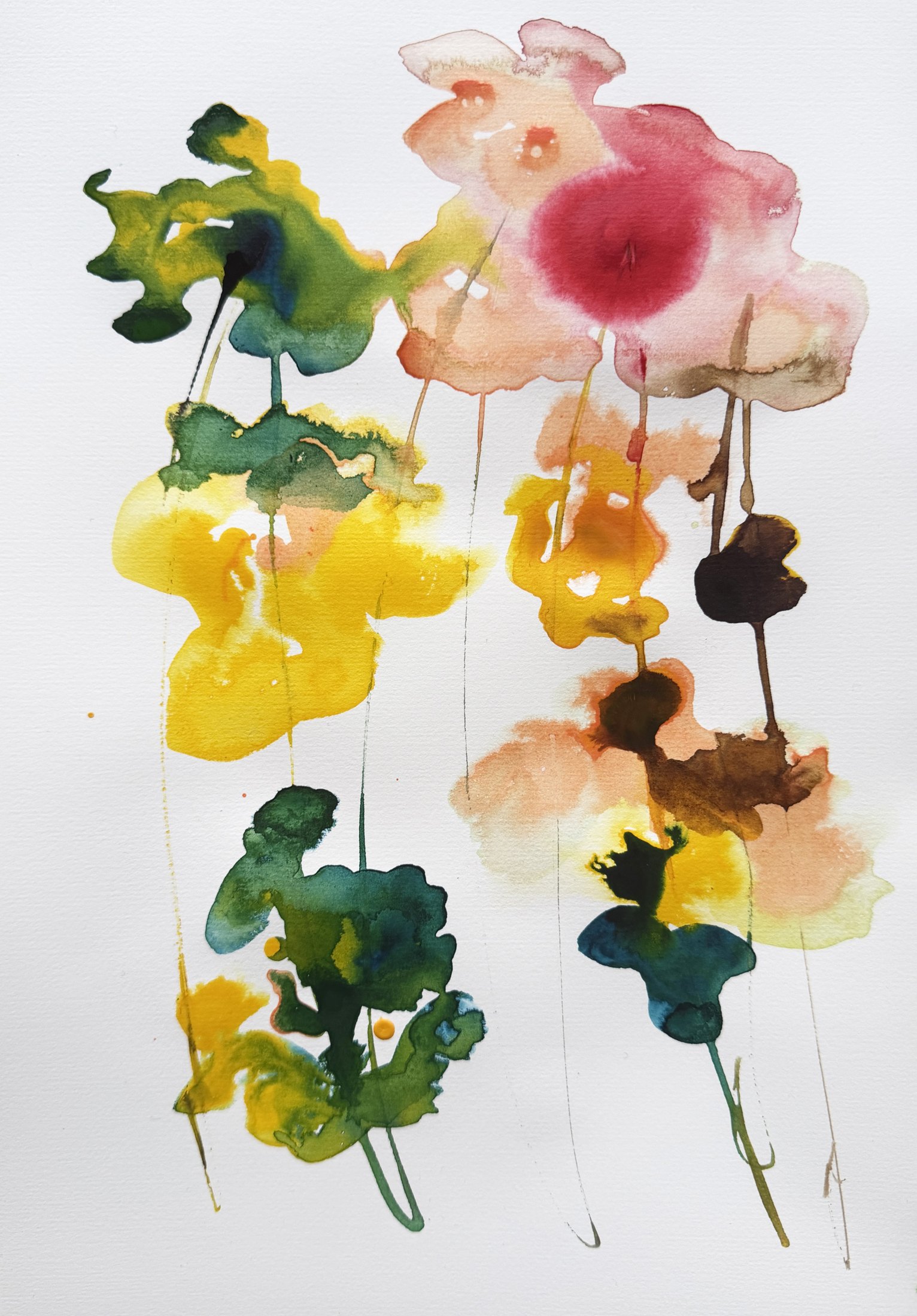 Fleurs de printemps, Watercolour published in RIVIERA ART N°2