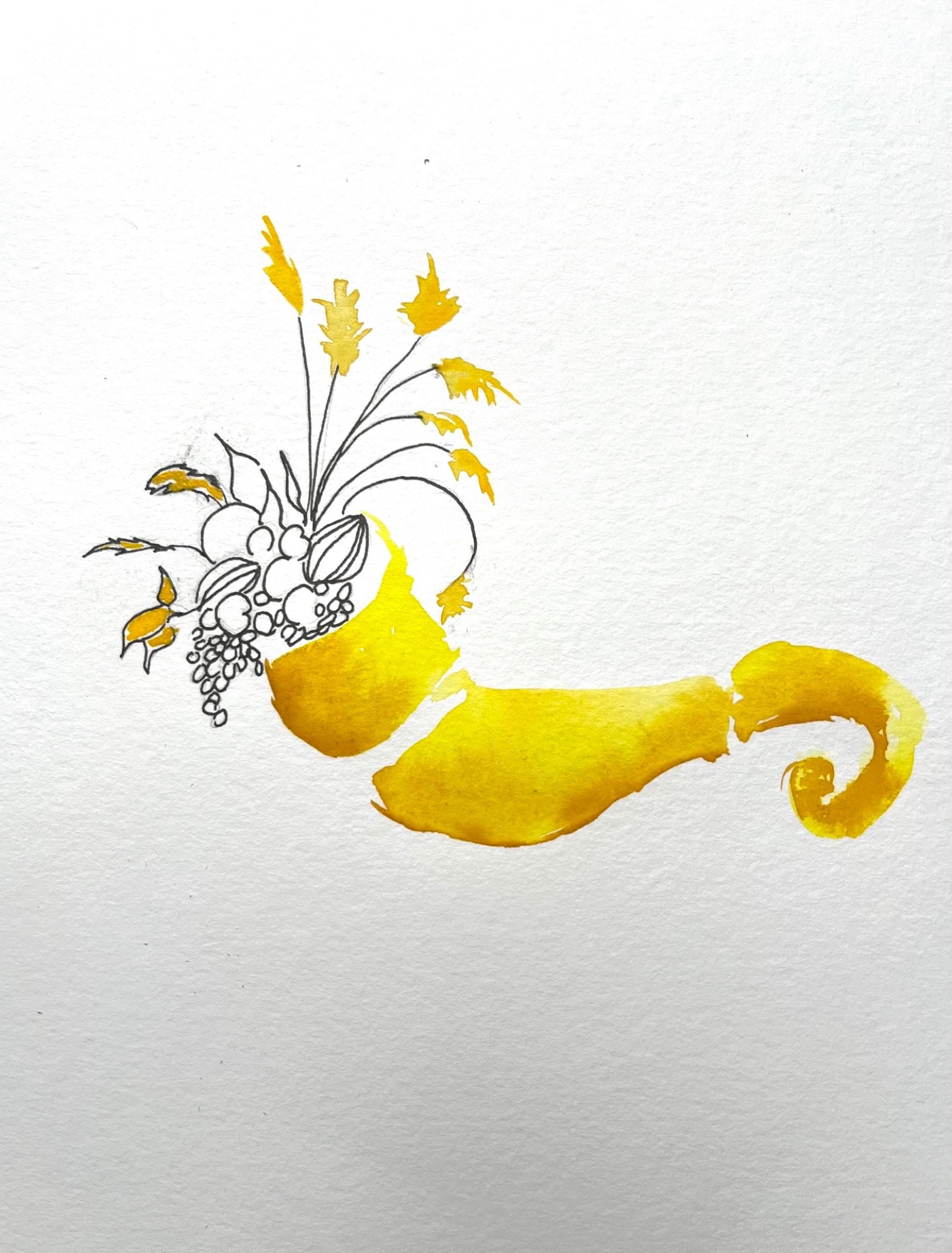 Printemps, Oracle card, ink and watercolour